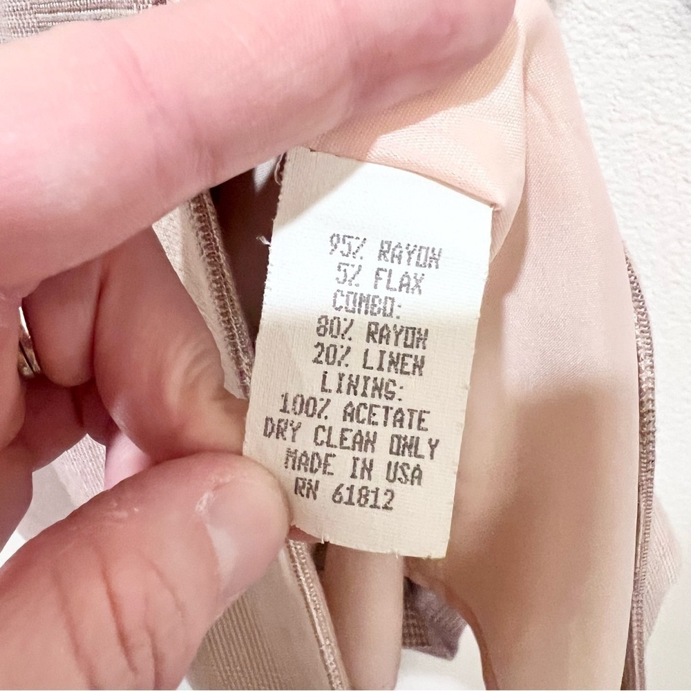 Vintage Ann Taylor Blazer Jacket Beige Long Lined Linen Blend Made In USA Sz 2 - Picture 9 of 13